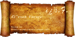 Érsek Ferenc névjegykártya